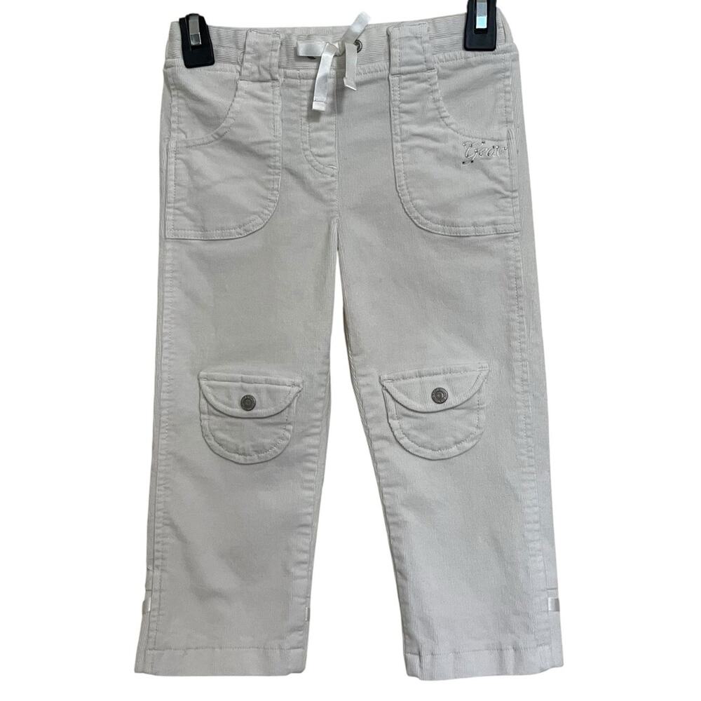 Geox Respira | Off White Corduroy Pants Snap Buttons Bows Jeweled 24M Girl Italy